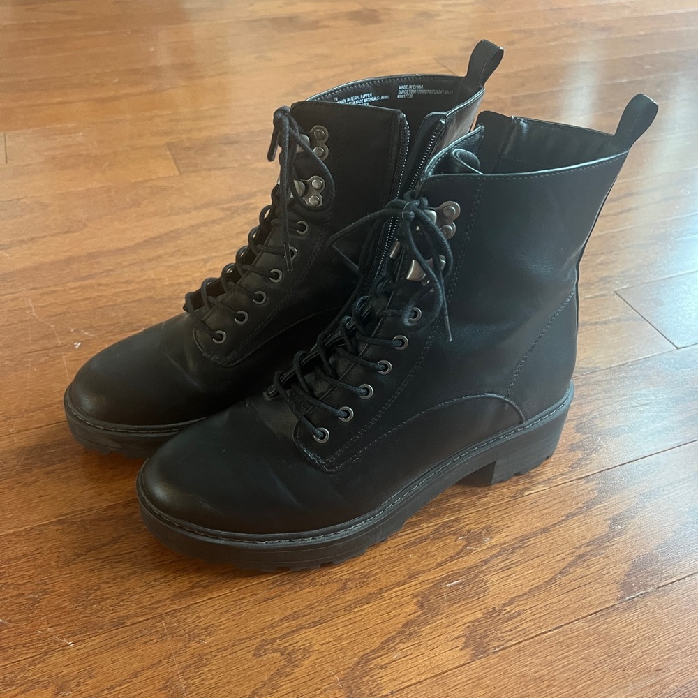 Black Lace-Up Ankle Boots